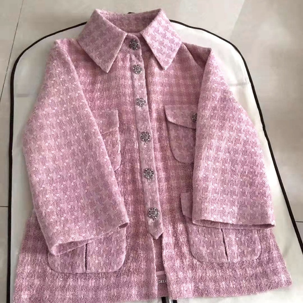 Spring /summer light pink tweed jacket